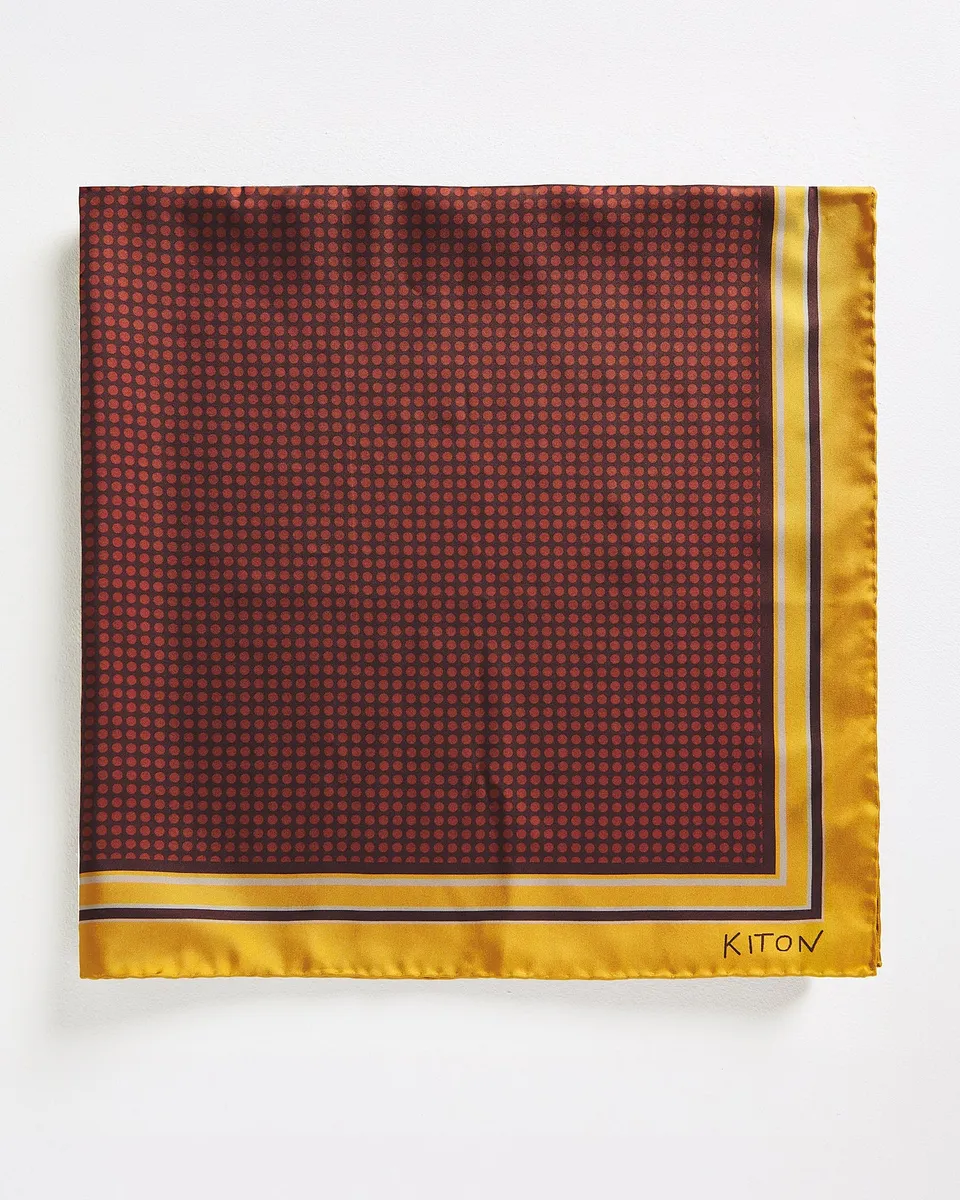 Kiton Seidenschal Ockergelb 90x90 Punkte TU
