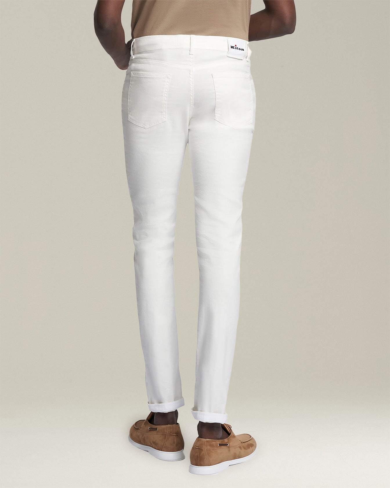 Kiton Trousers Jeans creme Leinen Slim Five-Pocket