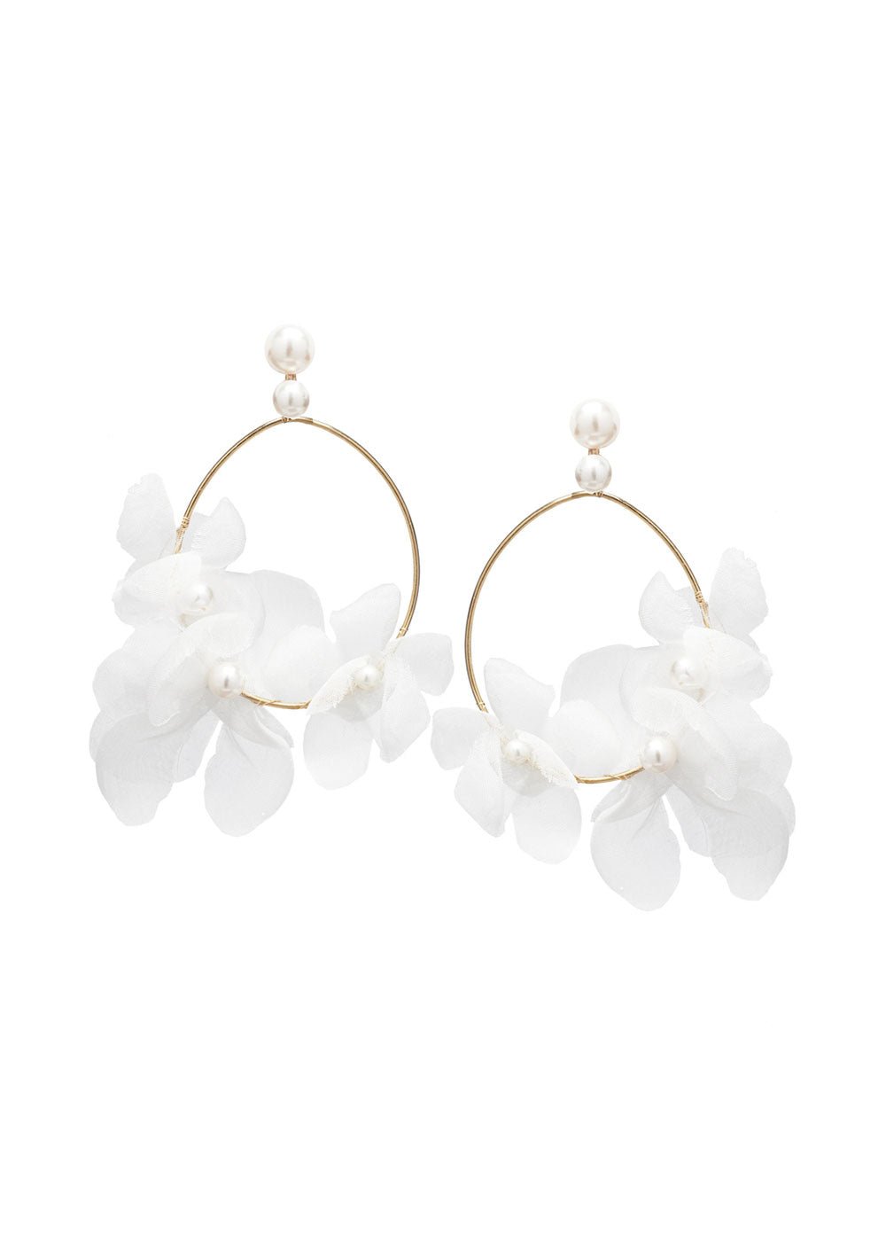 Elizabeth Bower Fabrique Ohrringe Rhodium Ivory Seidenblumen