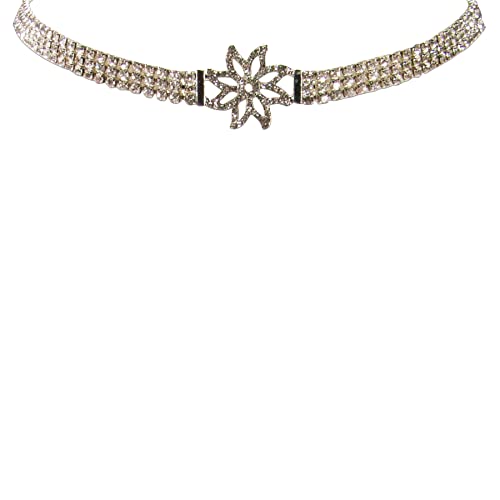 Alpenflüstern DAHEIM DHK314 Strass-Kropfkette Edelweiss silber