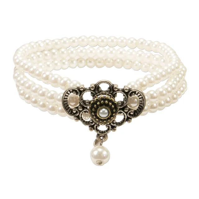 Alpenflüstern DAHEIM Hedwig DAB058 Perlenarmband creme-weiß 3-reihig