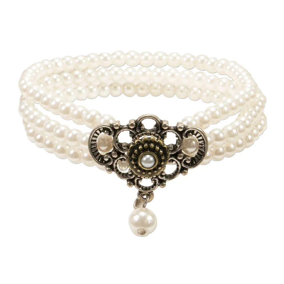 Alpenflüstern DAHEIM Hedwig DAB058 Perlenarmband creme-weiß 3-reihig