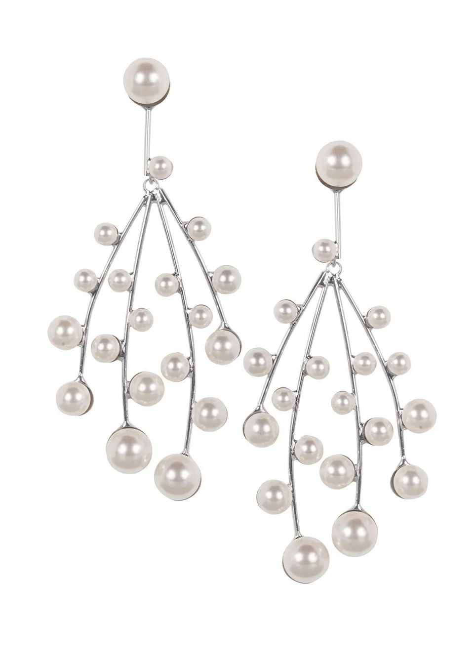 Elizabeth Bower Eden Pearl Chandelier Ohrringe Rhodium