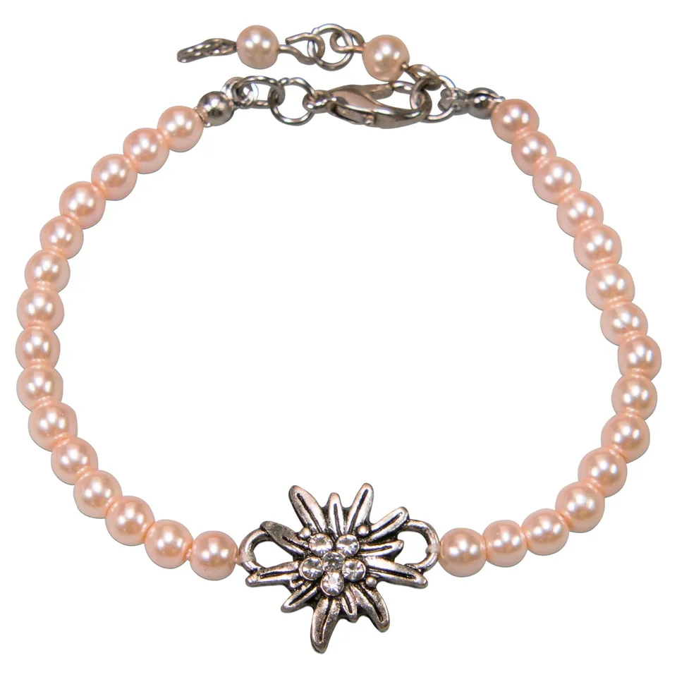 Alpenflüstern DAHEIM DAB074 Perlenarmband Edelweiss silber