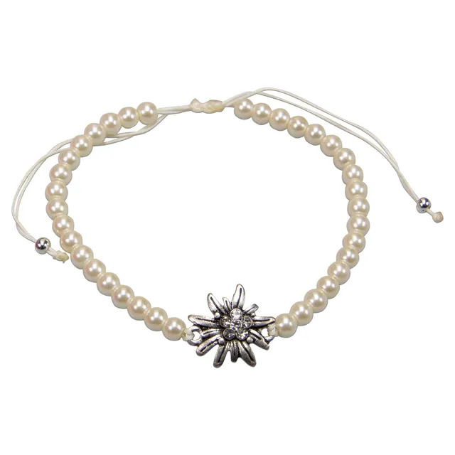 Alpenflüstern DAHEIM DAB088 Perlen-Armband Edelweiß creme-weiß