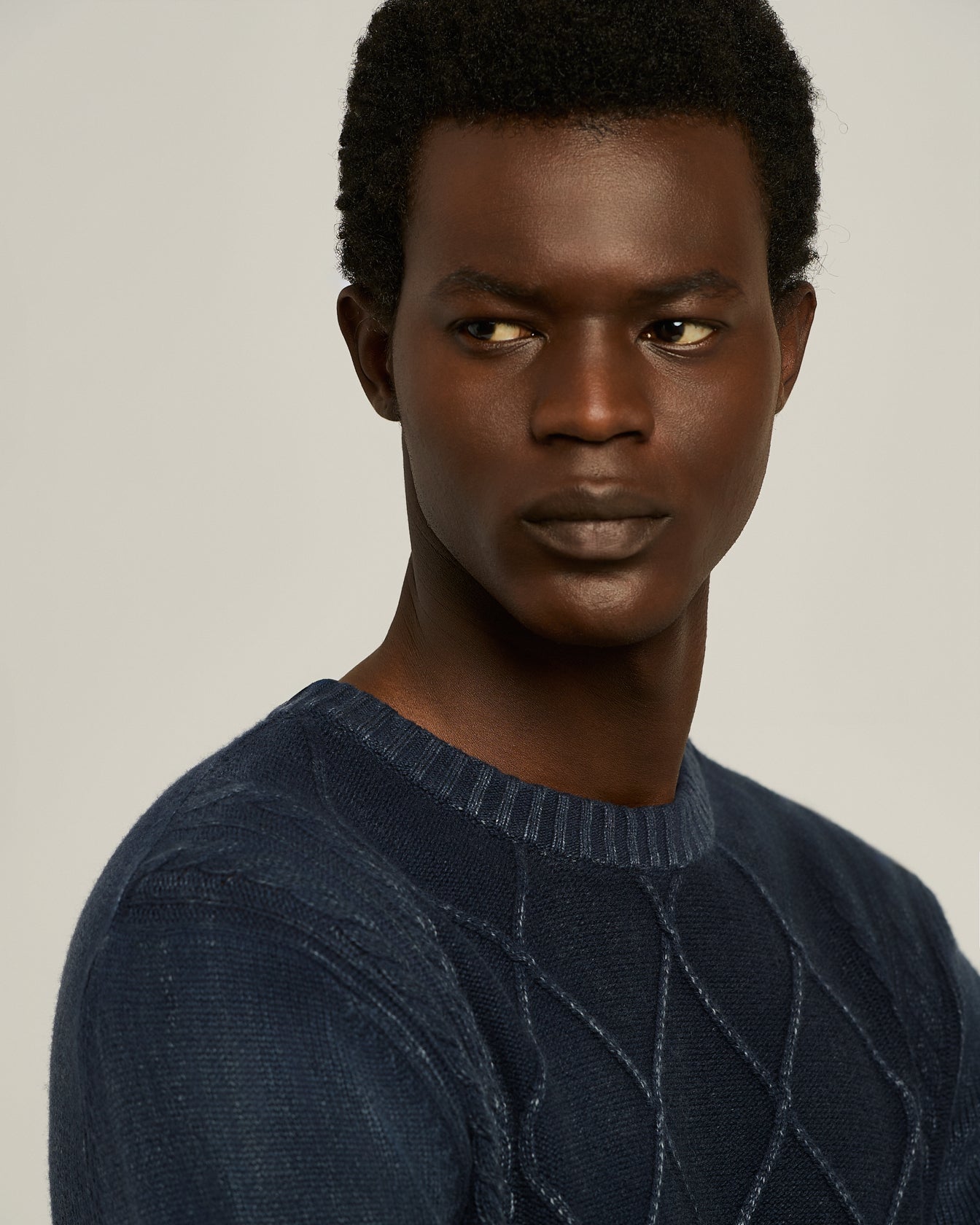 Kiton Knitwear Cashmere Rundhals Pullover Navy Raute