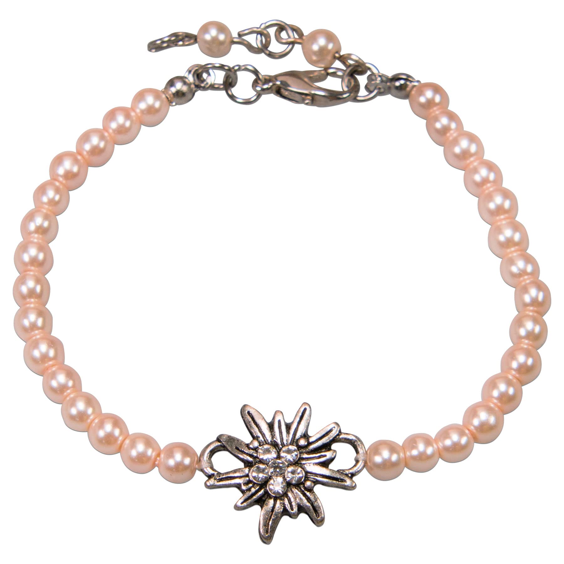 Alpenflüstern DAHEIM DAB074 Perlenarmband Edelweiss silber