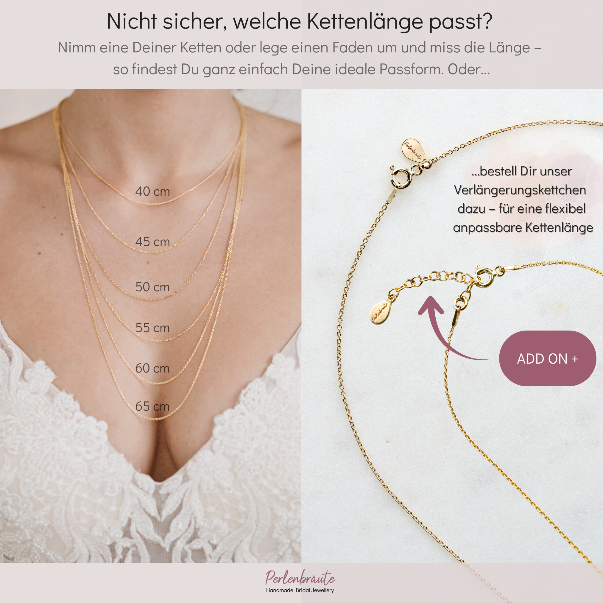 Perlenbräute Halskette Olivia Anhänger Gold 45 cm Zirkonia