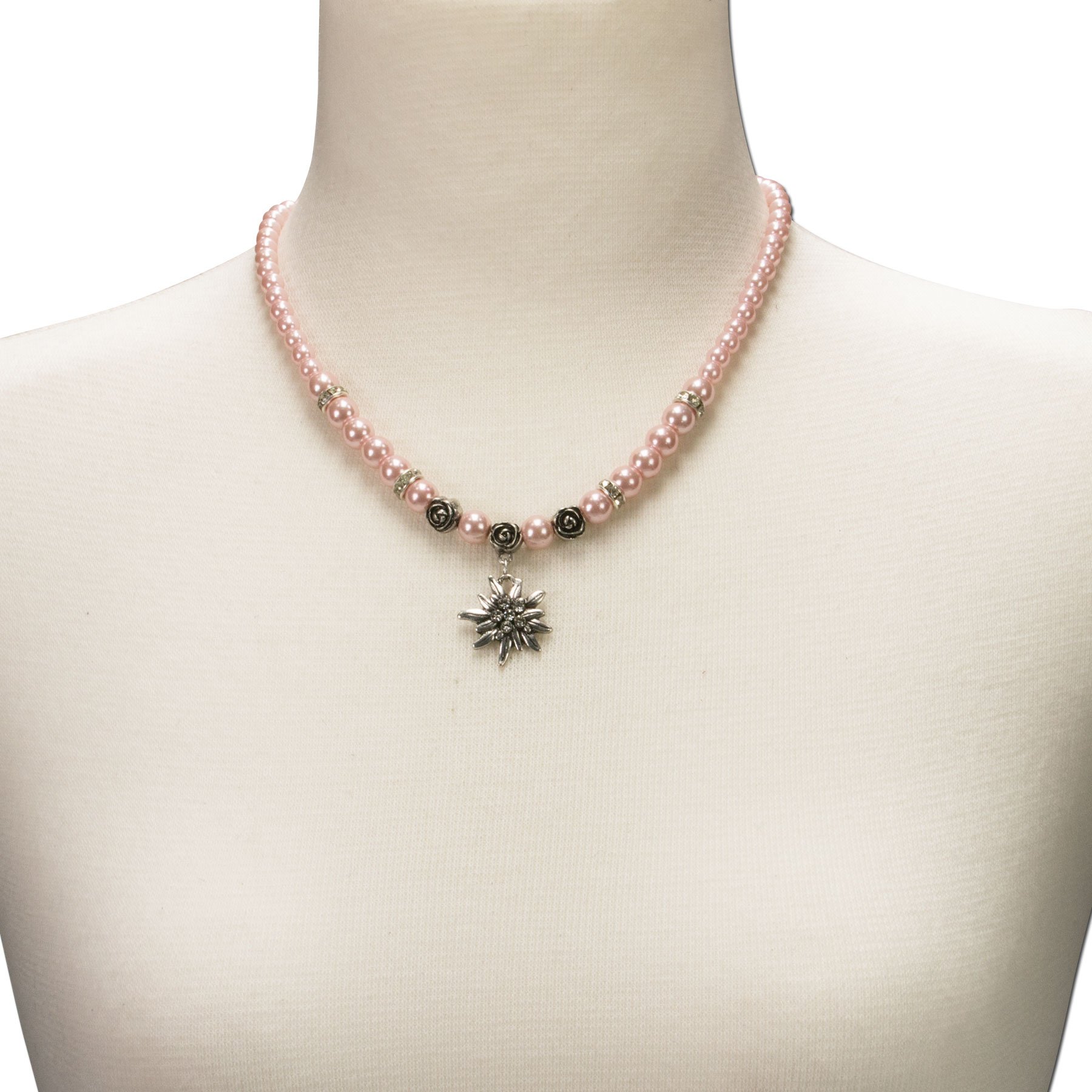 Alpenflüstern DAHEIM Fiona DHK122 Dirndlkette Rosé-Rosa Edelweiß