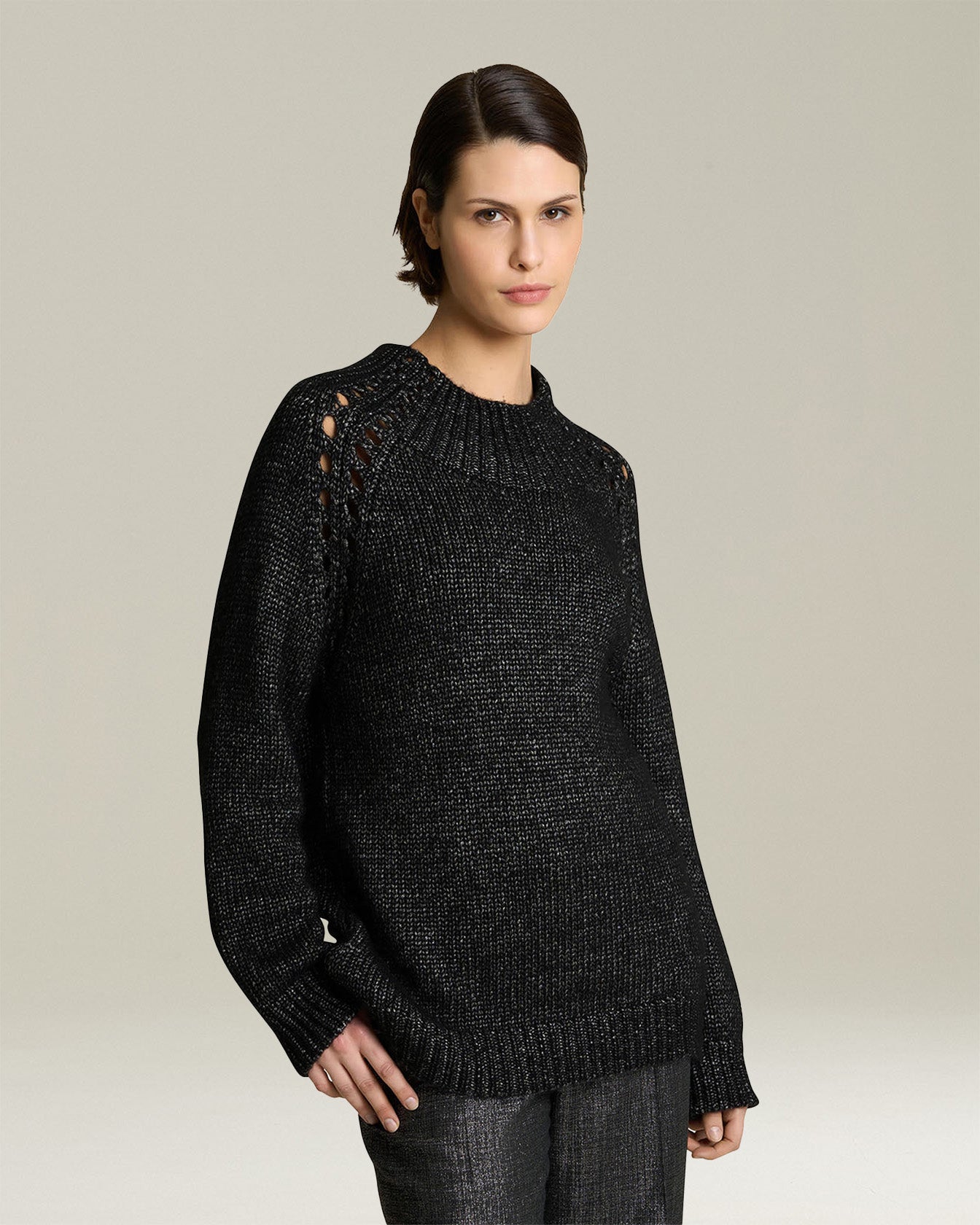 Kiton Knitwear Cashmere Pullover Gr.42 Lochmuster Seide