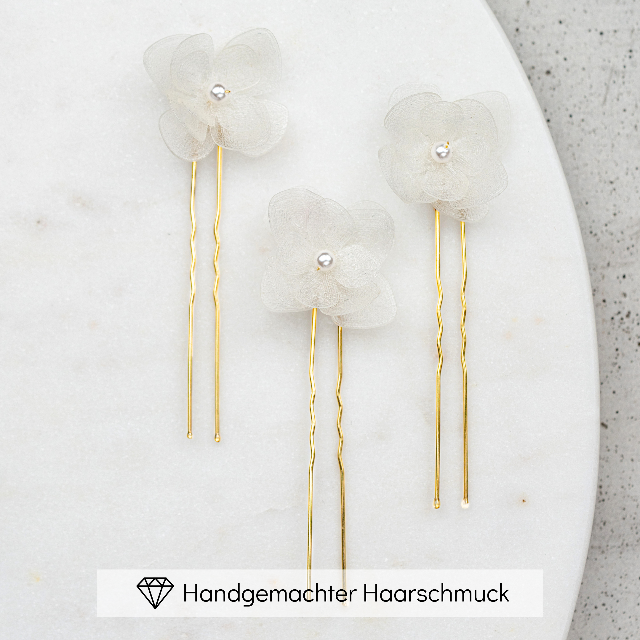 Perlenbräute Carry Haarschmuck Blüten Gold 3er-Set