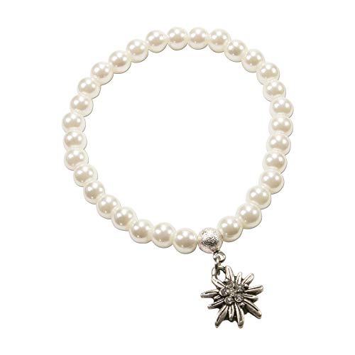 Alpenflüstern DAHEIM Perlenarmband Edelweiss Creme-weiß