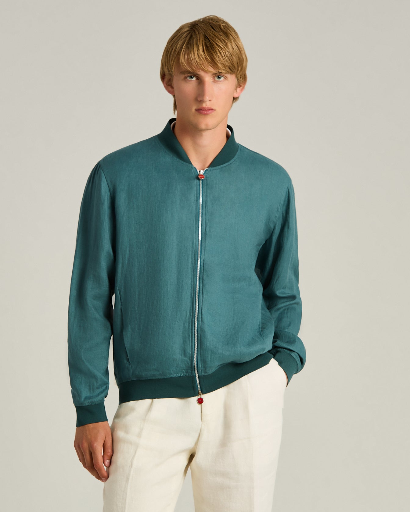 Kiton Jackets Sakko Leinen Kornblumenblau Zip