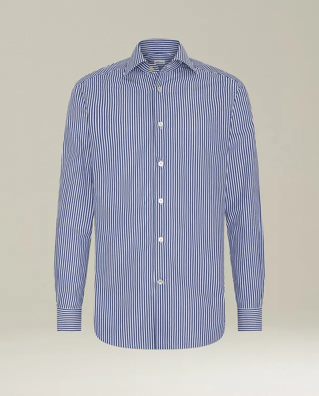 Kiton Streifen Hemd Baumwolle Hellblau Gr.40