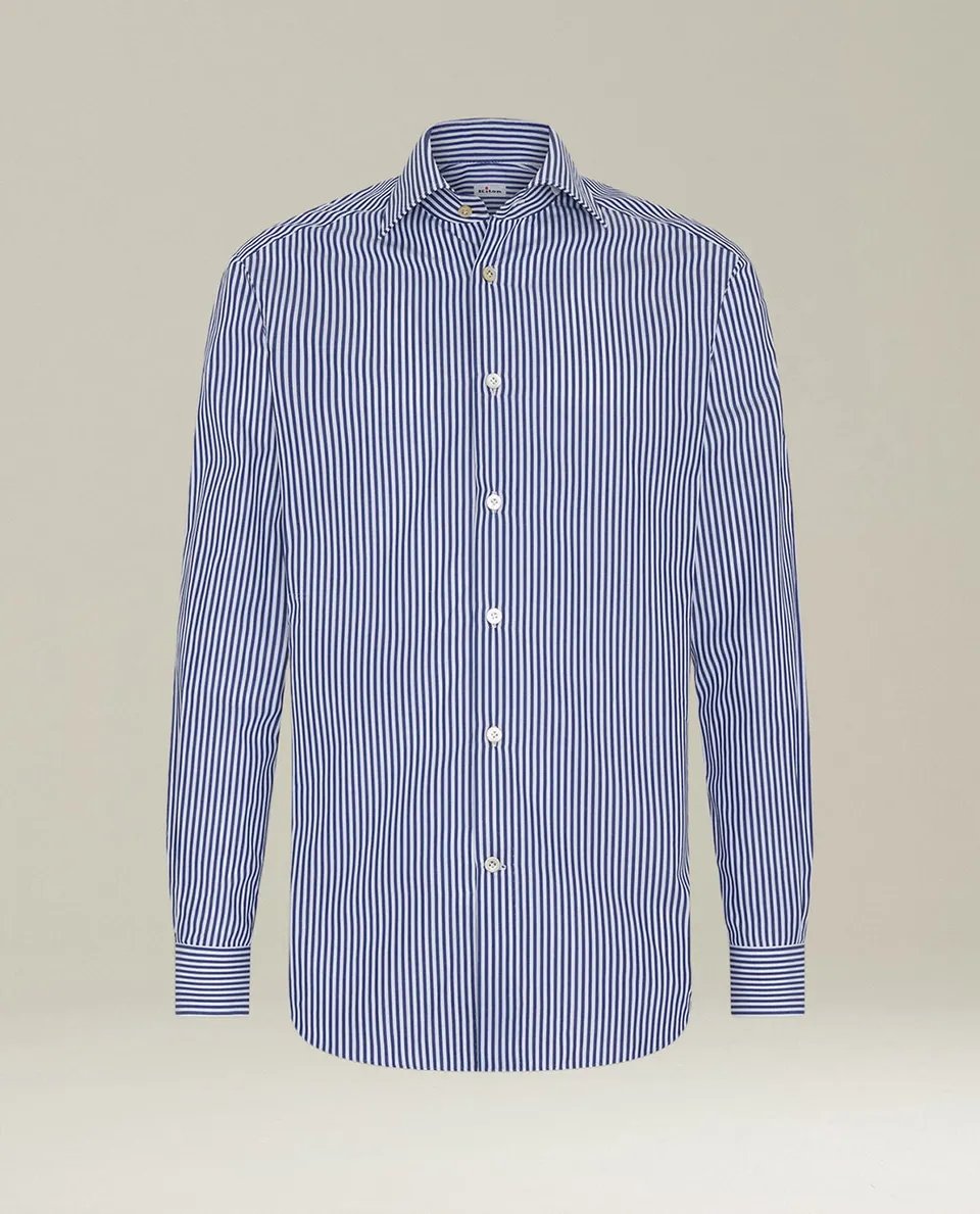 Kiton Streifen Hemd Baumwolle Hellblau Gr.40