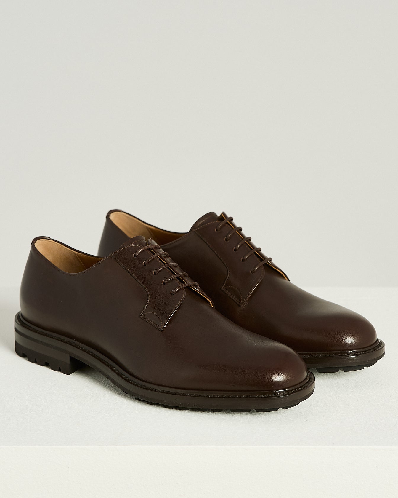 Kiton Shoes dunkelbraune Derby Lederschuhe Profilsohle Gr.42