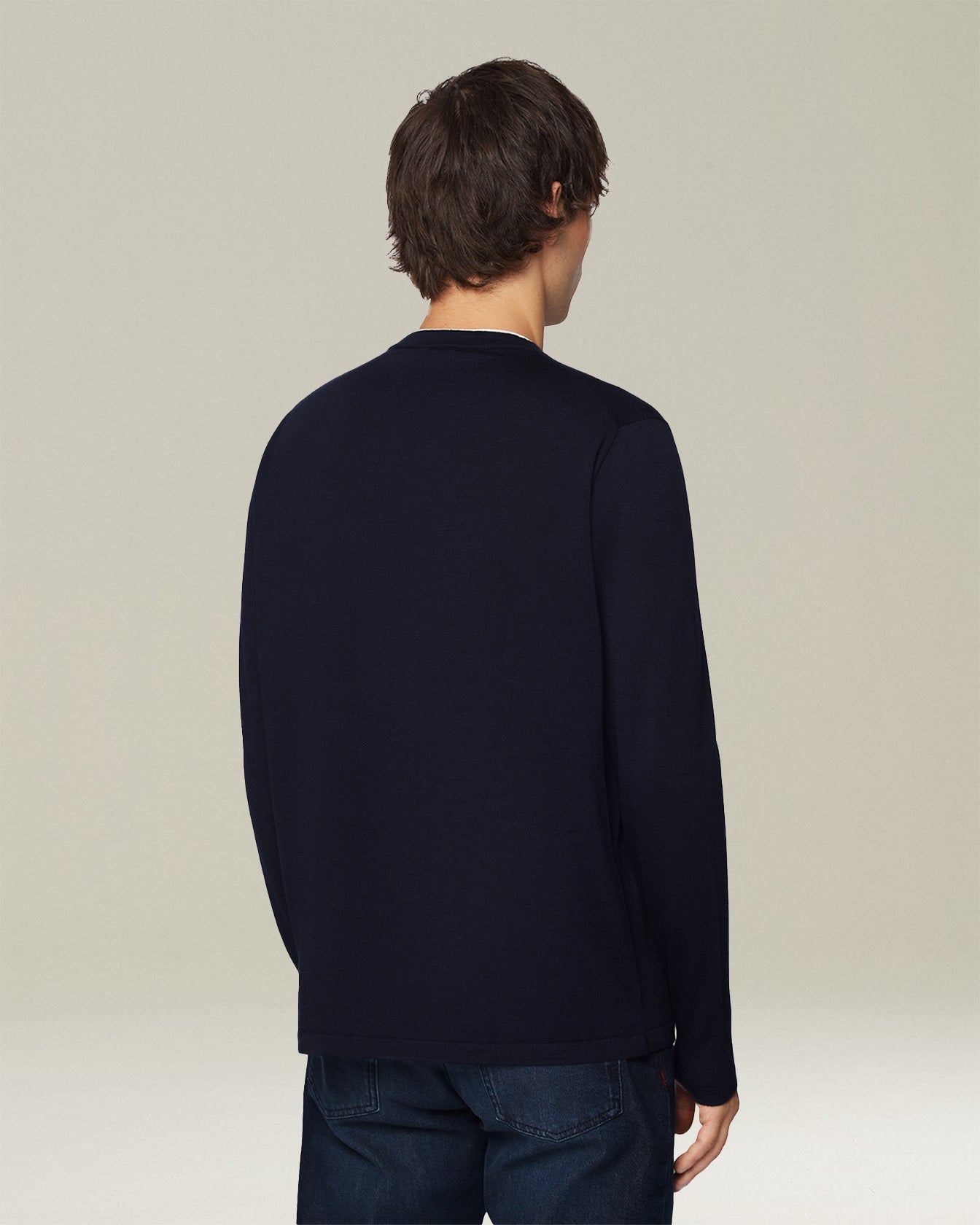 Kiton Polo T-Shirt Lana Melange Woll-Shirt Langarm