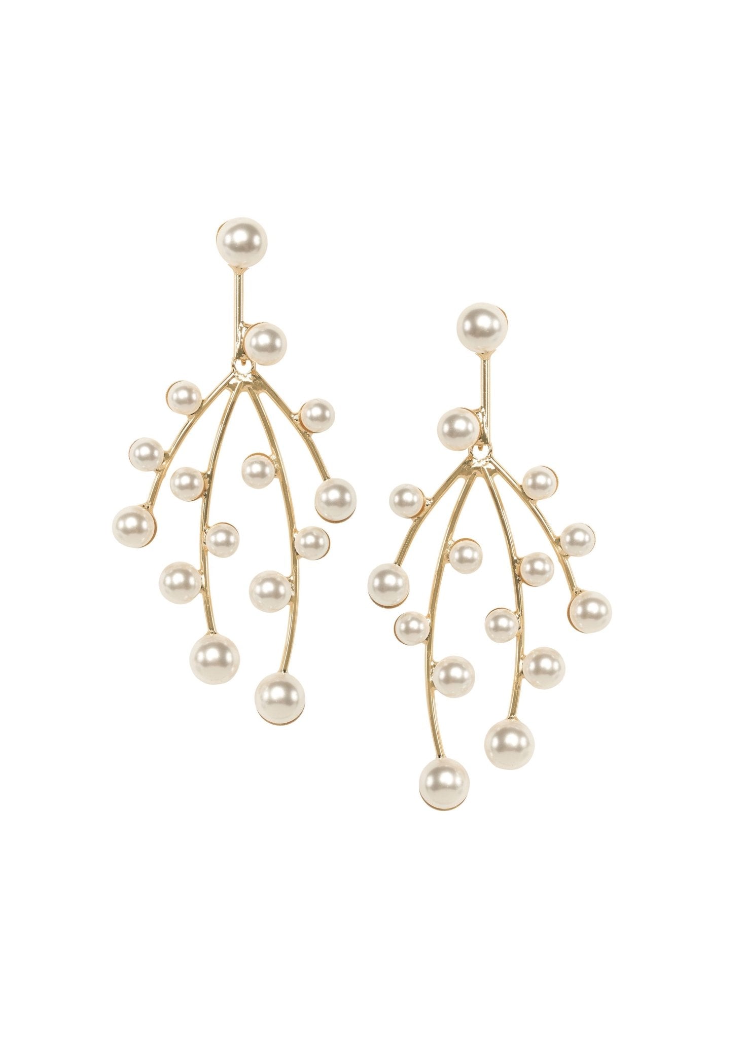 Elizabeth Bower Eden Pearl Mini Drop Earrings Rhodium Perlen