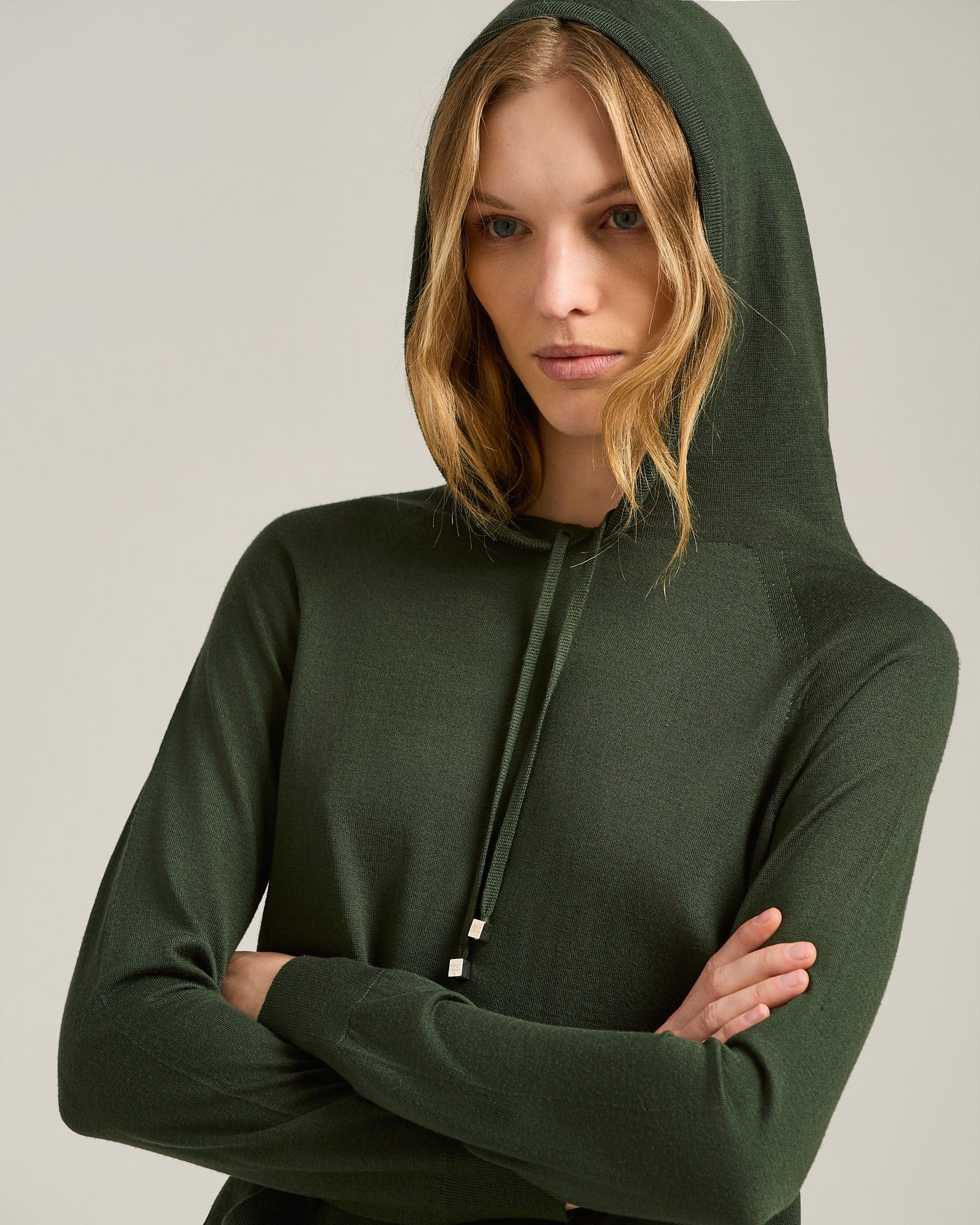 Kiton Knitwear Hoodie Wolle forestgrün Kapuze