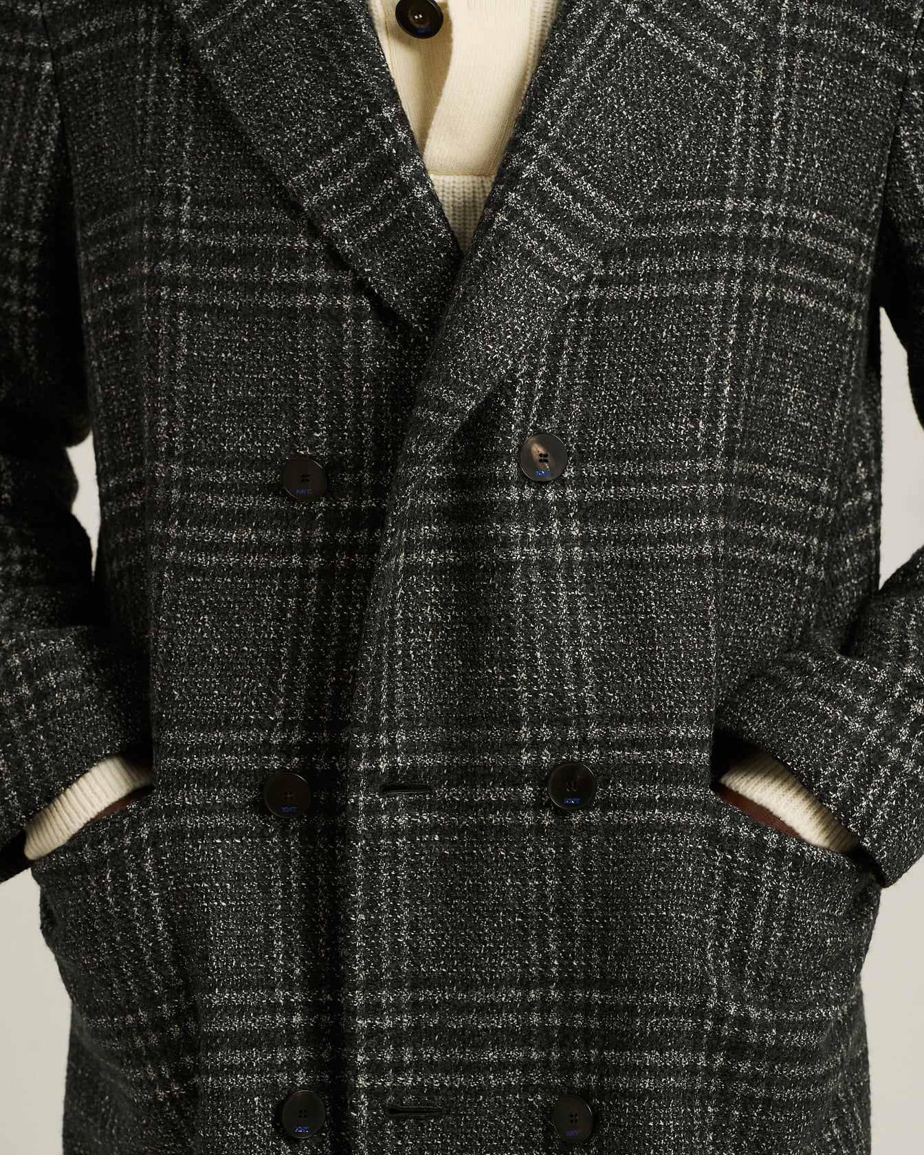 Kiton Zweireiher Mantel Wolle Kaschmir Seide Gr. 50