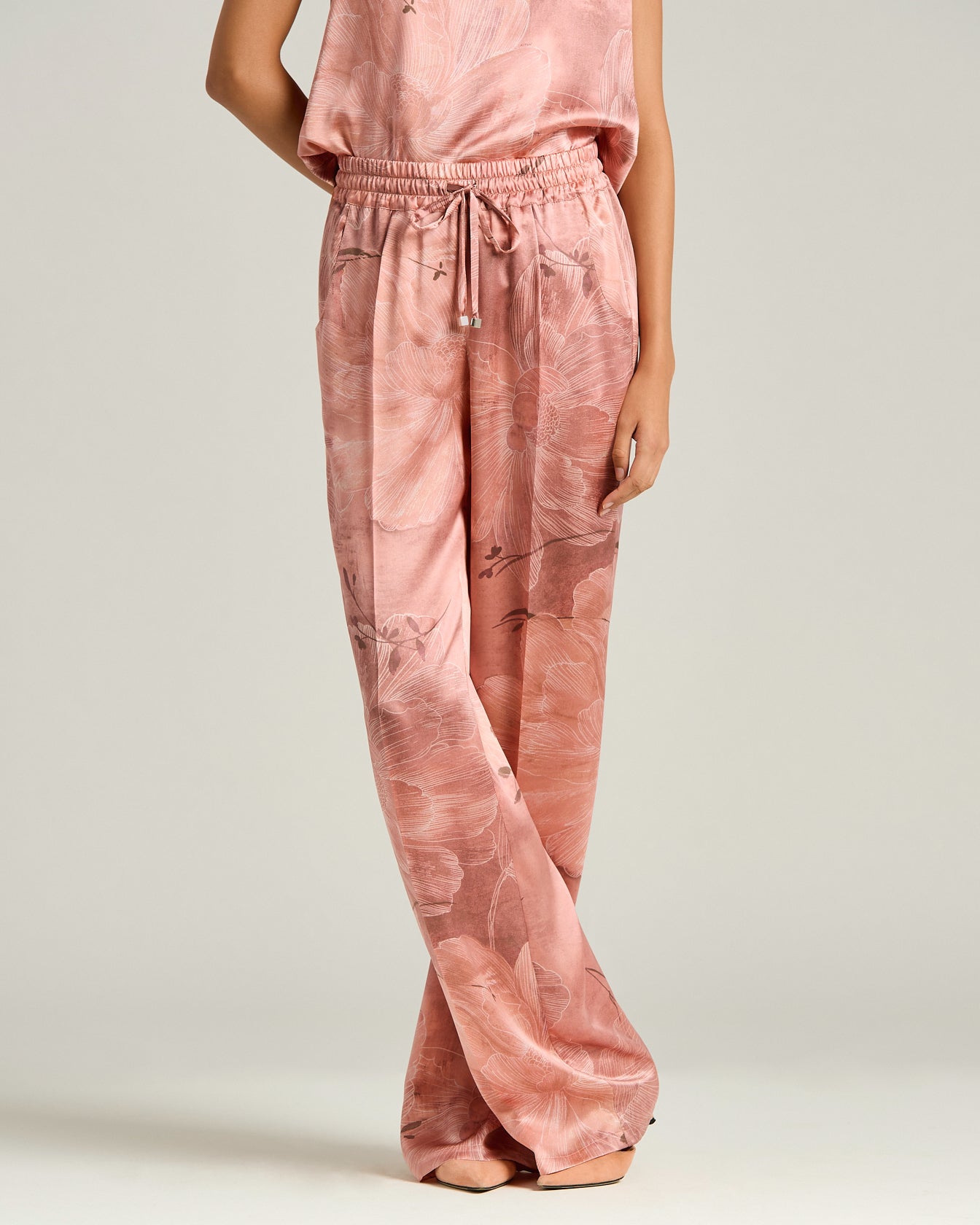 Kiton Seidenhose Rose Gemustert Weit Größe 42