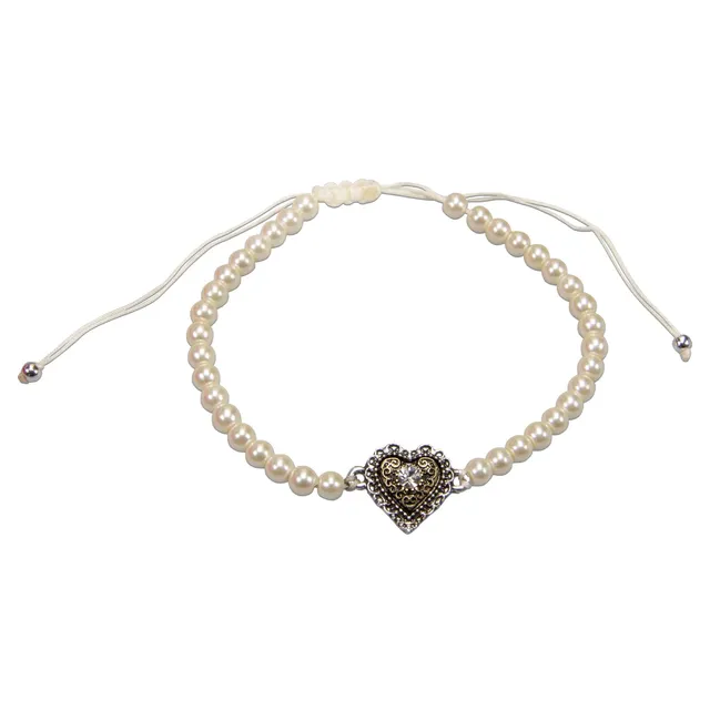 Alpenflüstern DAHEIM DAB089 Perlenarmband creme-weiß Trachtenherz
