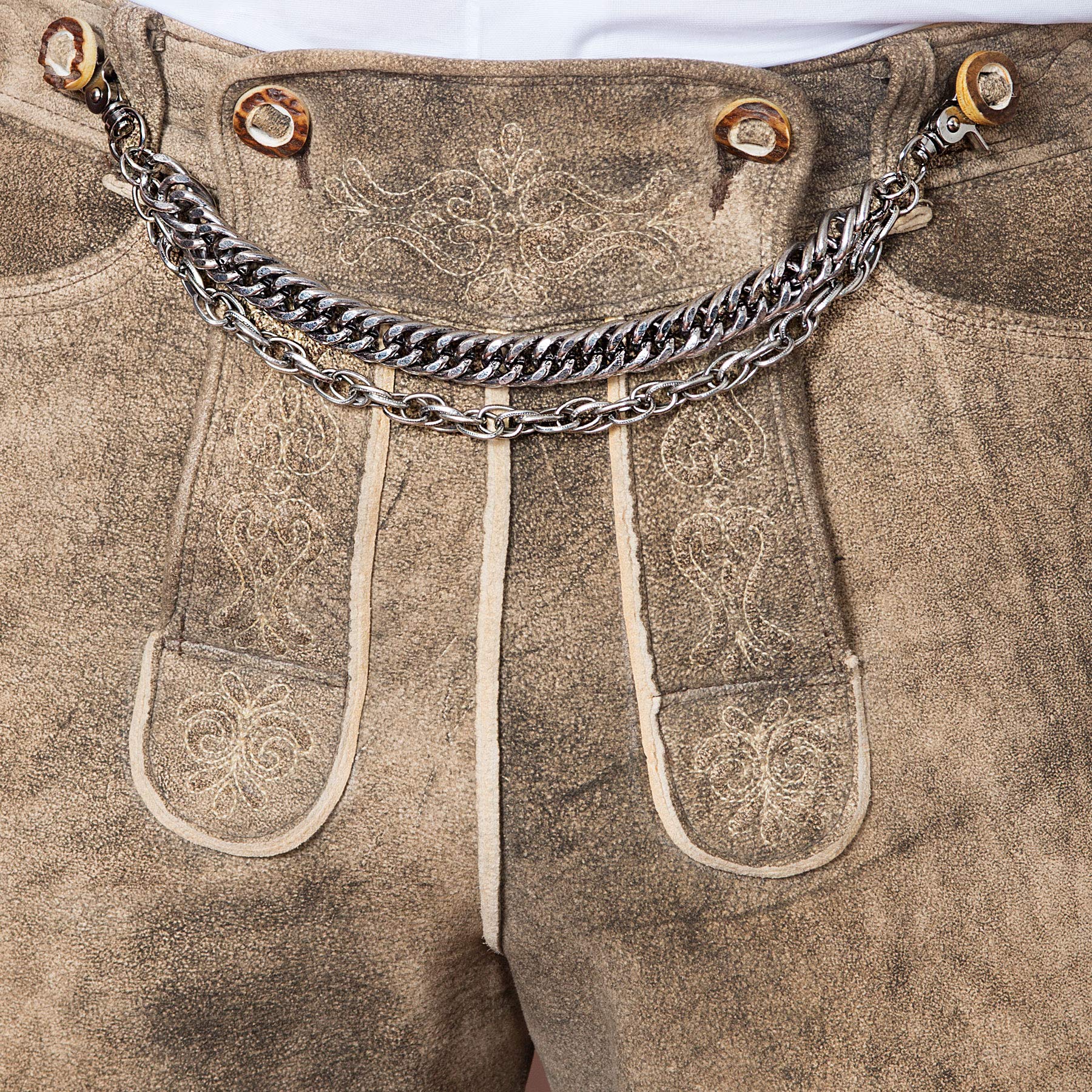 Alpenflüstern DAHEIM Charivari-Kette Massiv Herren Antik-Silber 34 cm