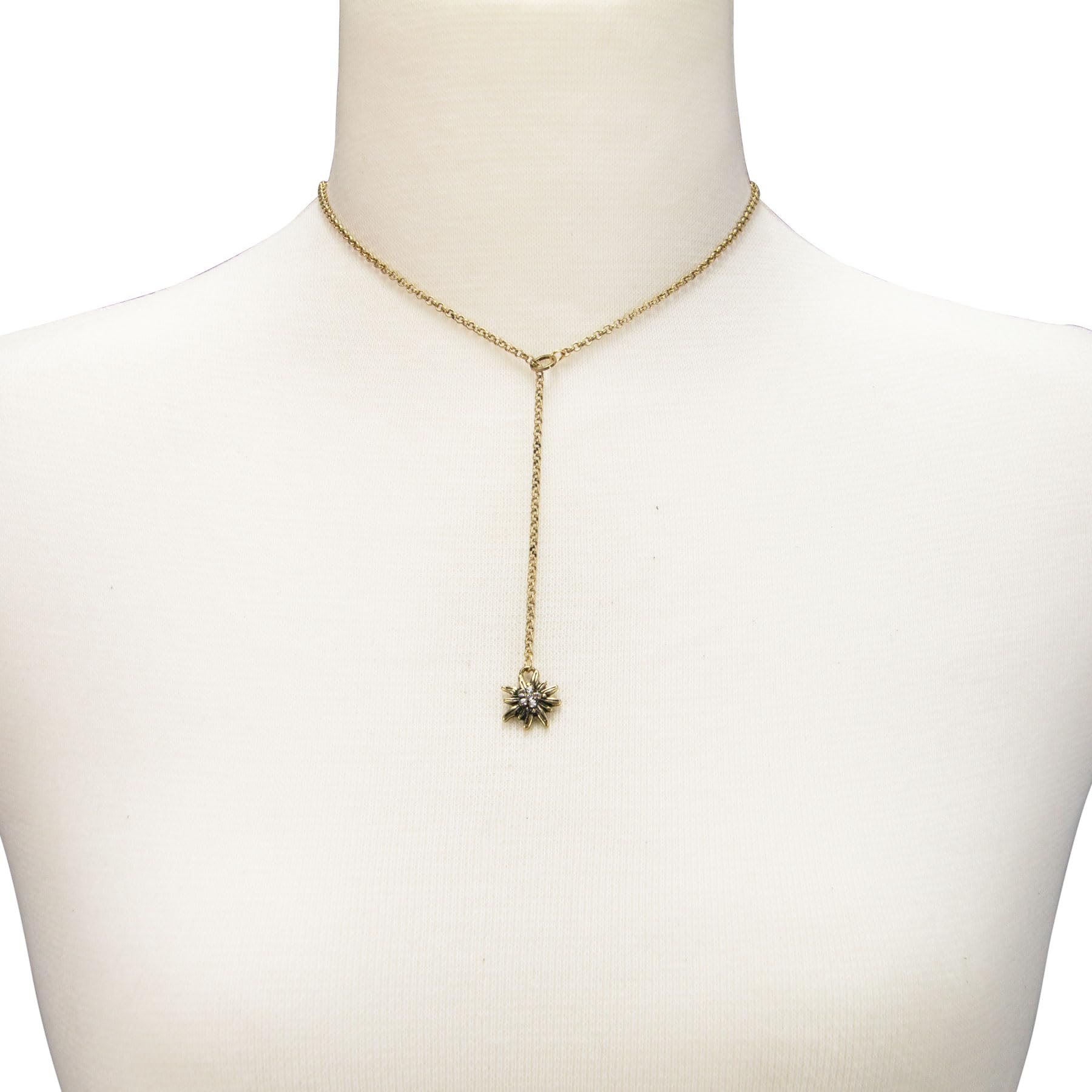Alpenflüstern DAHEIM Y-Halskette DHK232 Strass-Edelweiß Dirndlkette