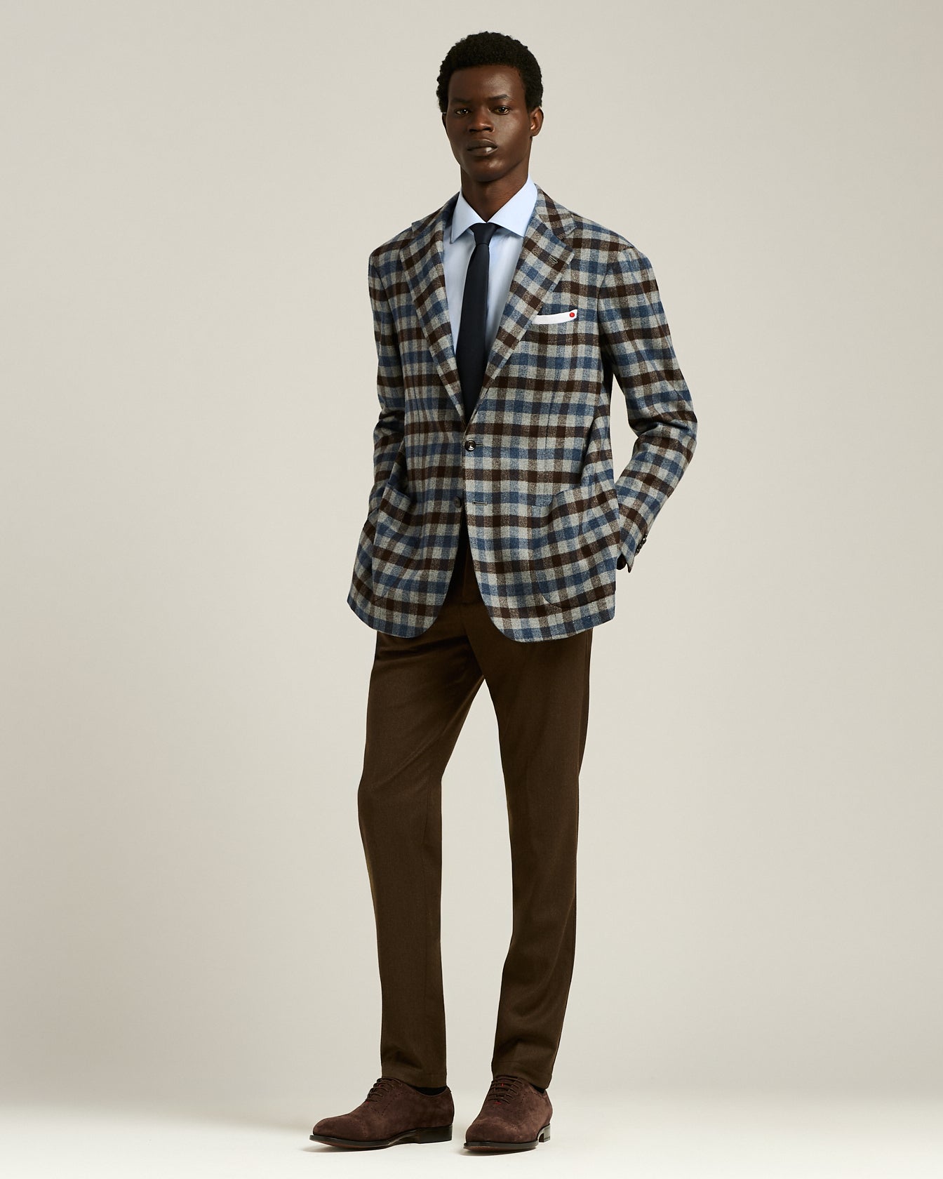 Kiton Jackets Karo Sakko Kaschmir Gr. 52 Einreiher
