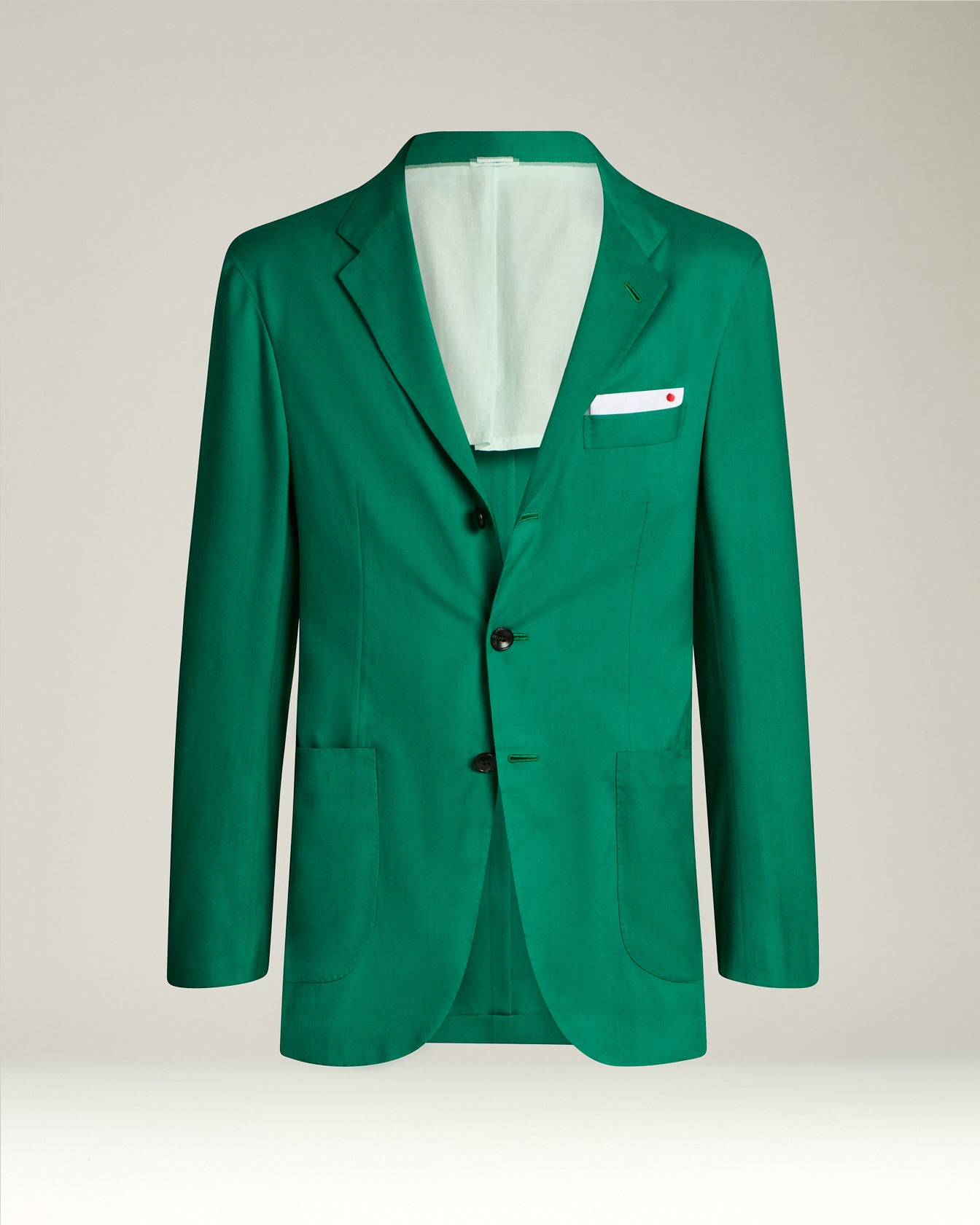 Kiton Jackets Grünes Kaschmir Sakko Einreihig Wollstoff