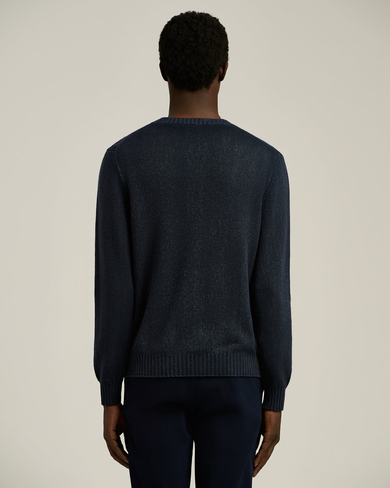 Kiton Knitwear Cashmere Rundhals Pullover Navy Raute