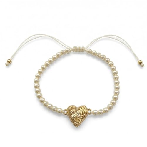Alpenflüstern DAHEIM DAB096 Perlenarmband Knoten-Herz creme-weiß