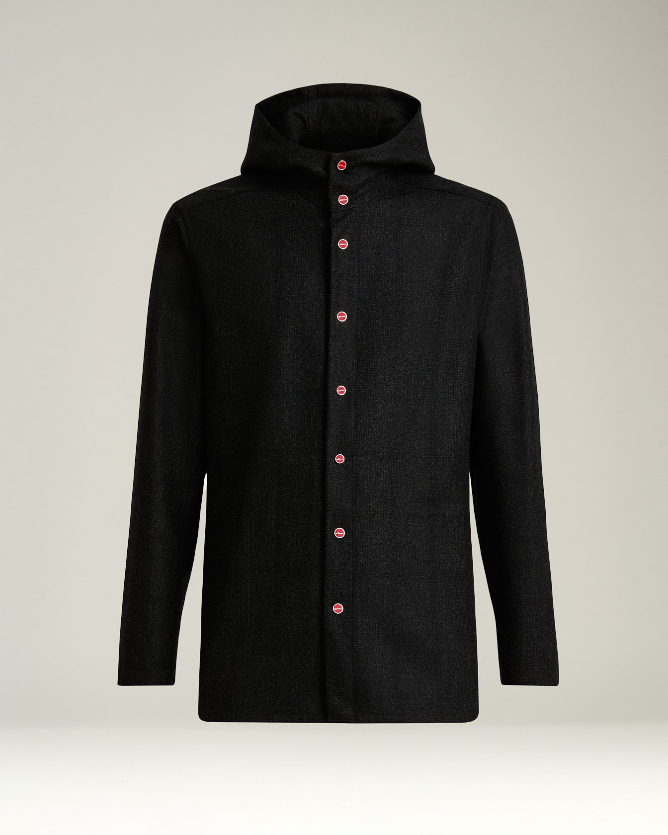 Kiton Peter Overshirt Wolle schwarz Kapuze Gr. L