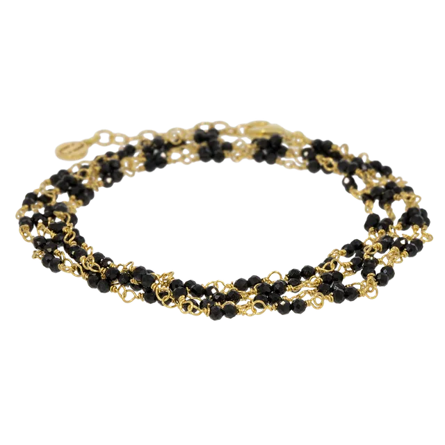 Juvelan Black Chameleon Spinell Wickelarmband Gold 88 cm