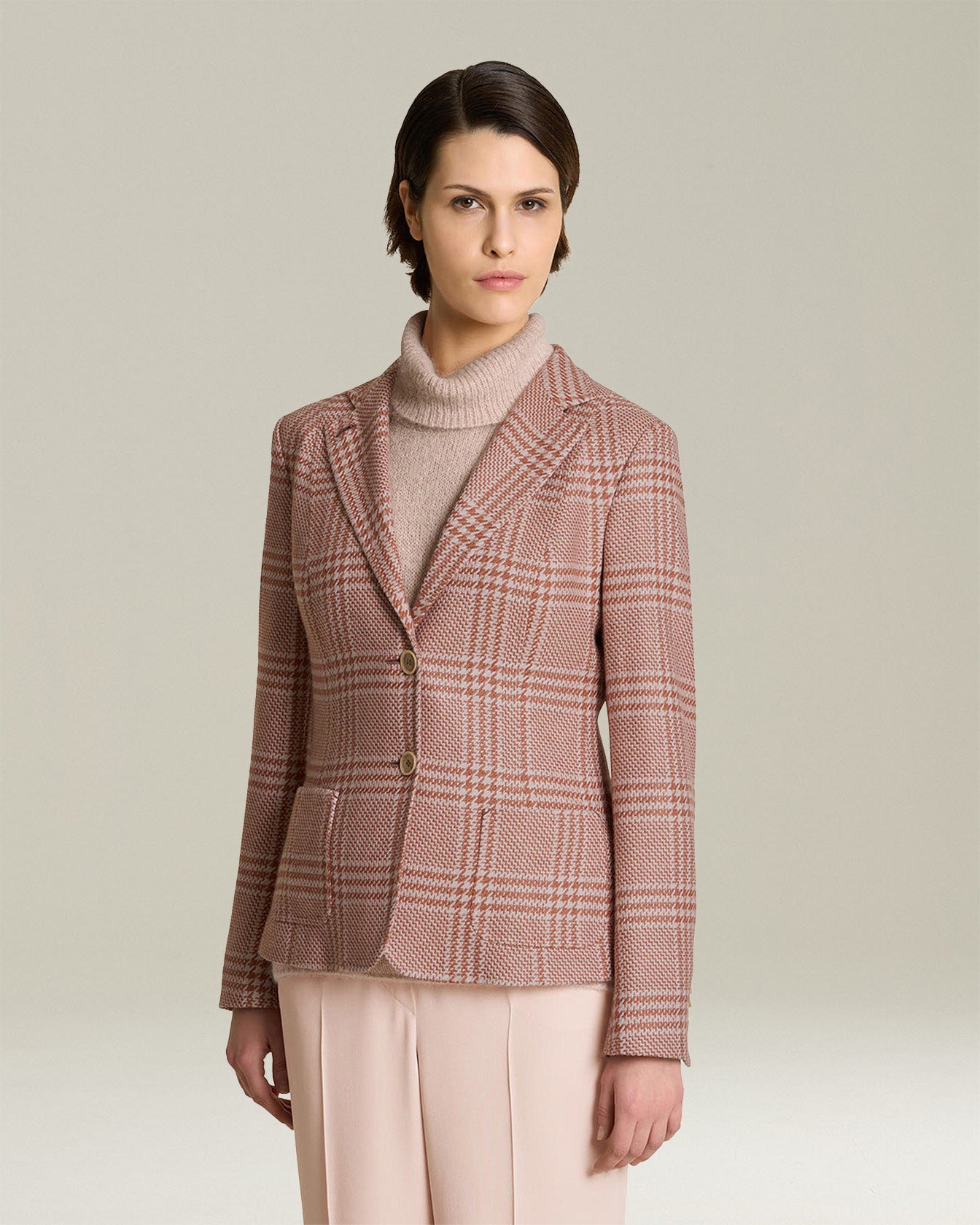 Kiton Glen Plaid Blazer Kaschmir Seide Damen