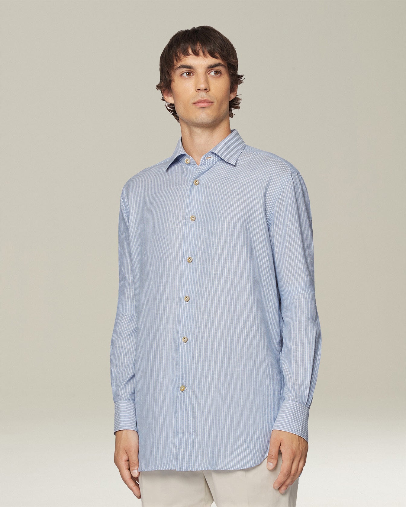 Kiton Shirts Baumwollhemd Gestreift Gr. 40