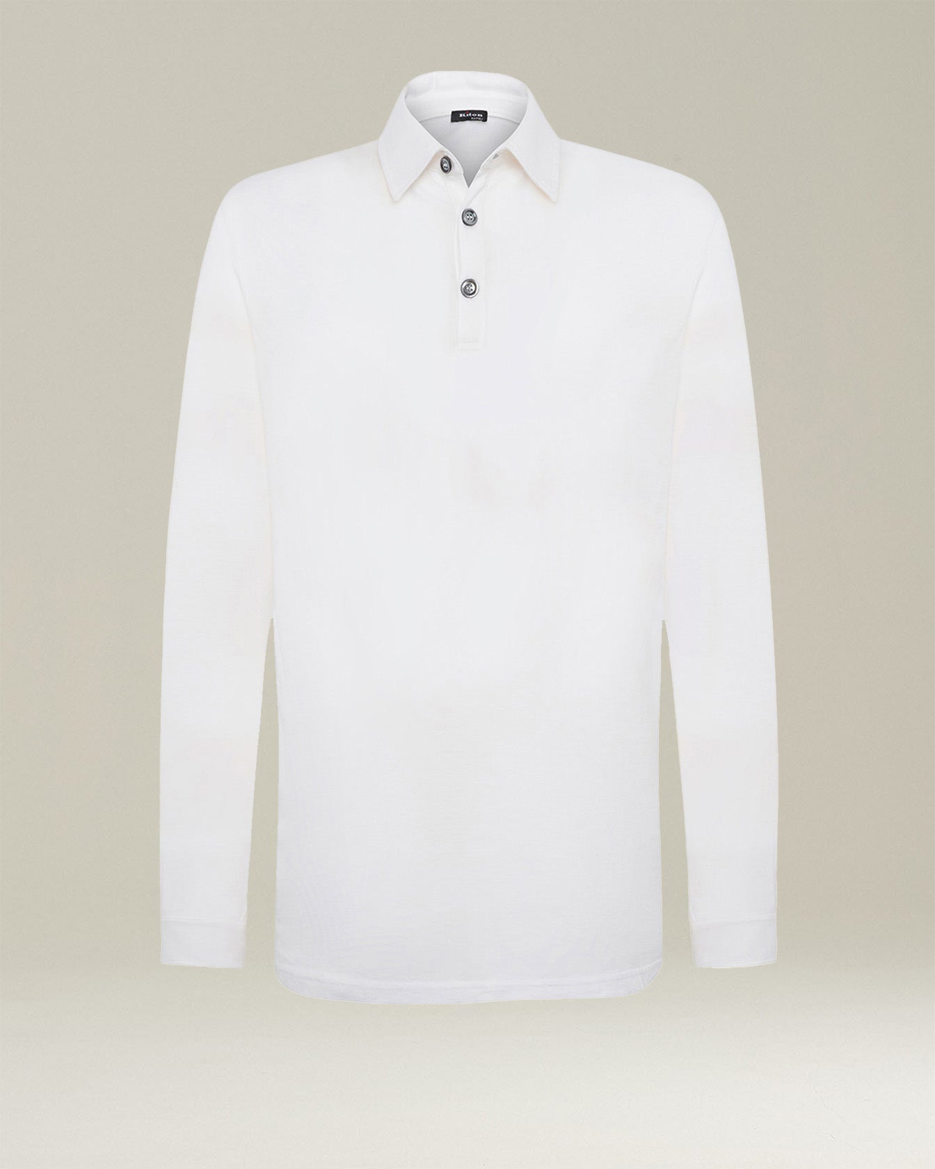Kiton Jersey Poloshirt Langarm Gr.M Weiß Baumwolle