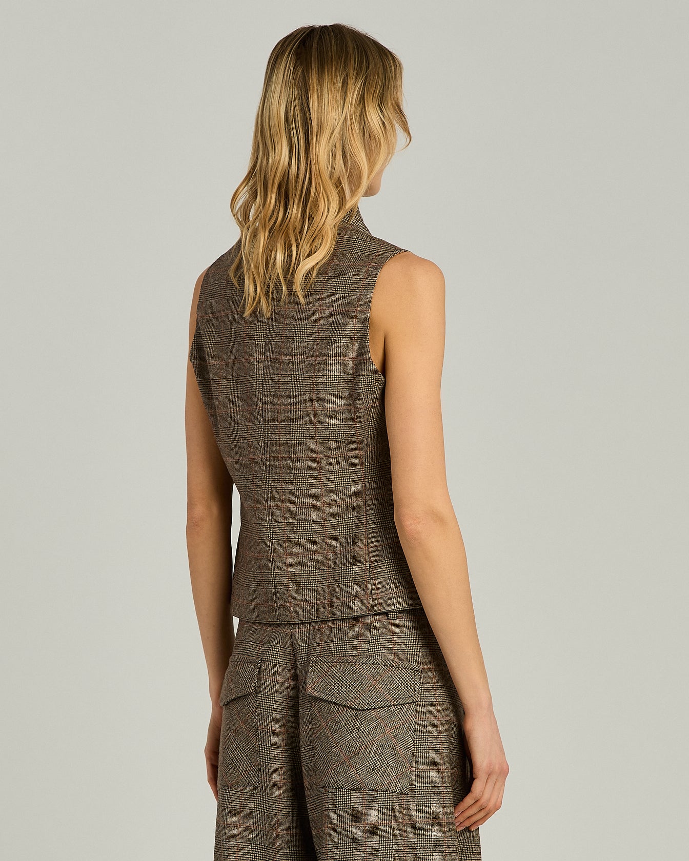 Kiton Gilet Weste Wolle rost Prince of Wales Damen