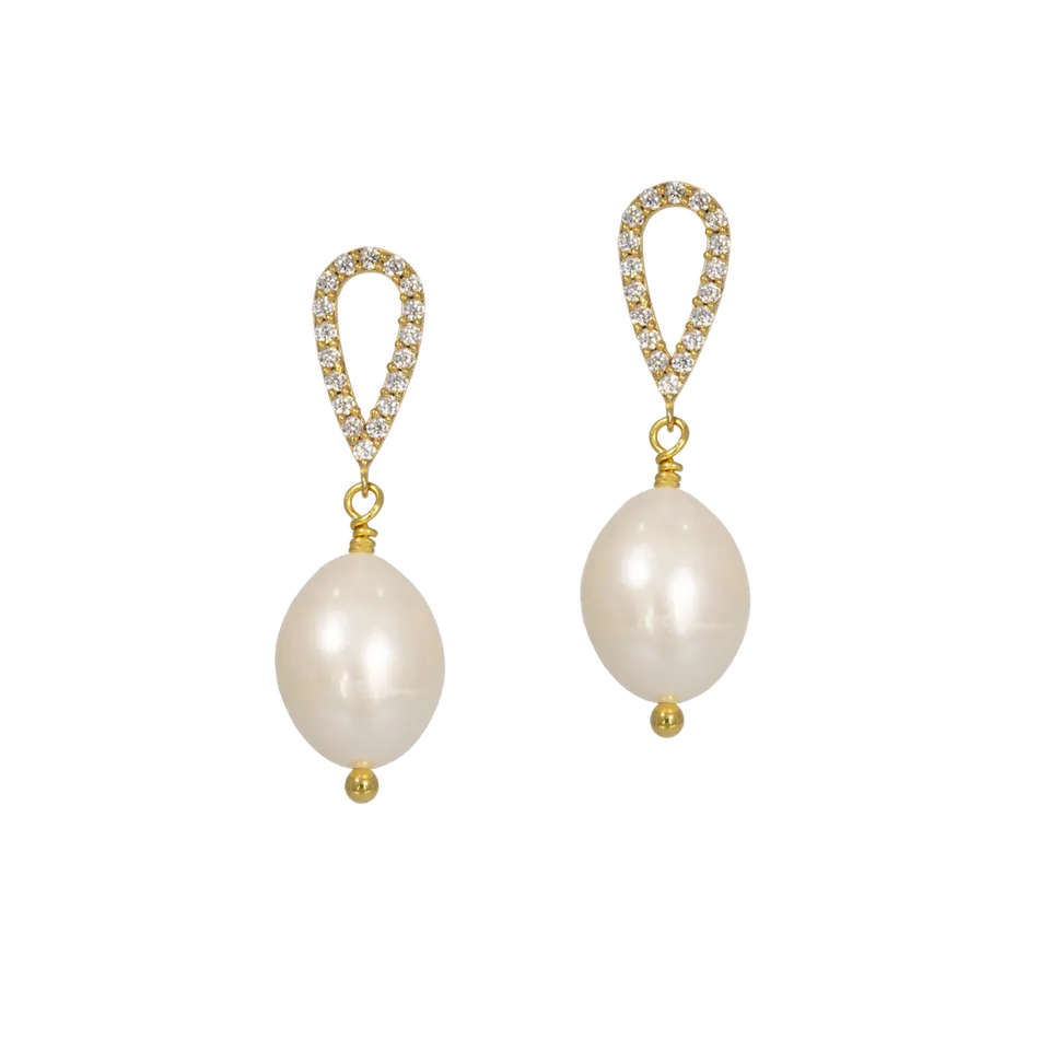 Juvelan Isabel Perlenohrringe Silber Kristall Tropfen 3 cm