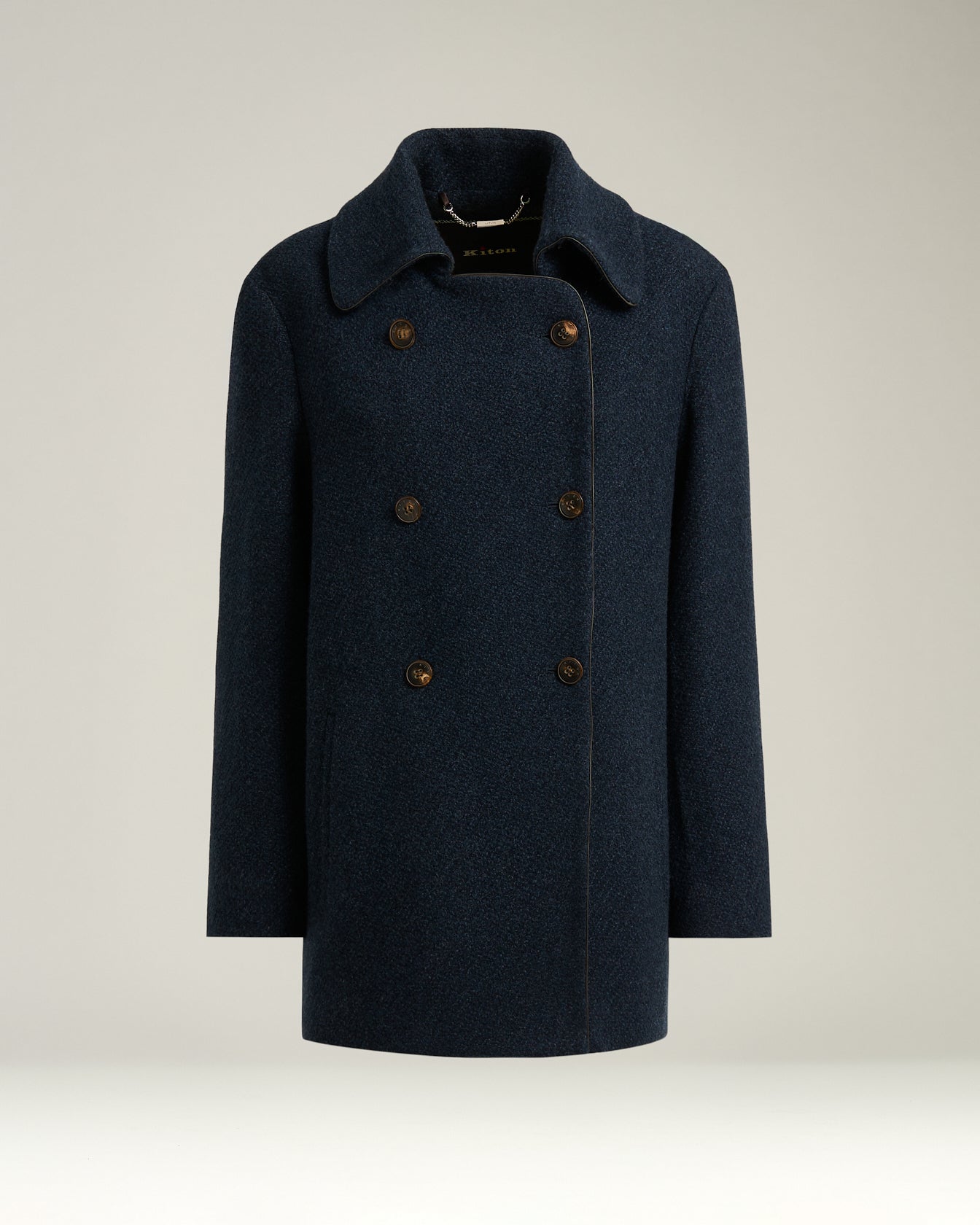 Kiton Blue Cashmere Peacoat Mantel Blau 40