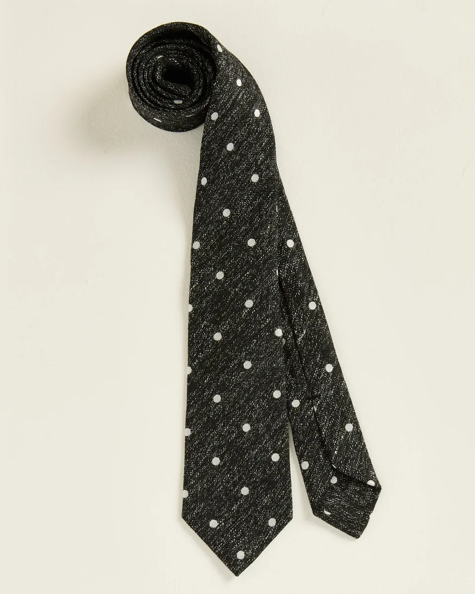 Kiton Ties Wollkrawatte Anthrazit Punkte 148 cm