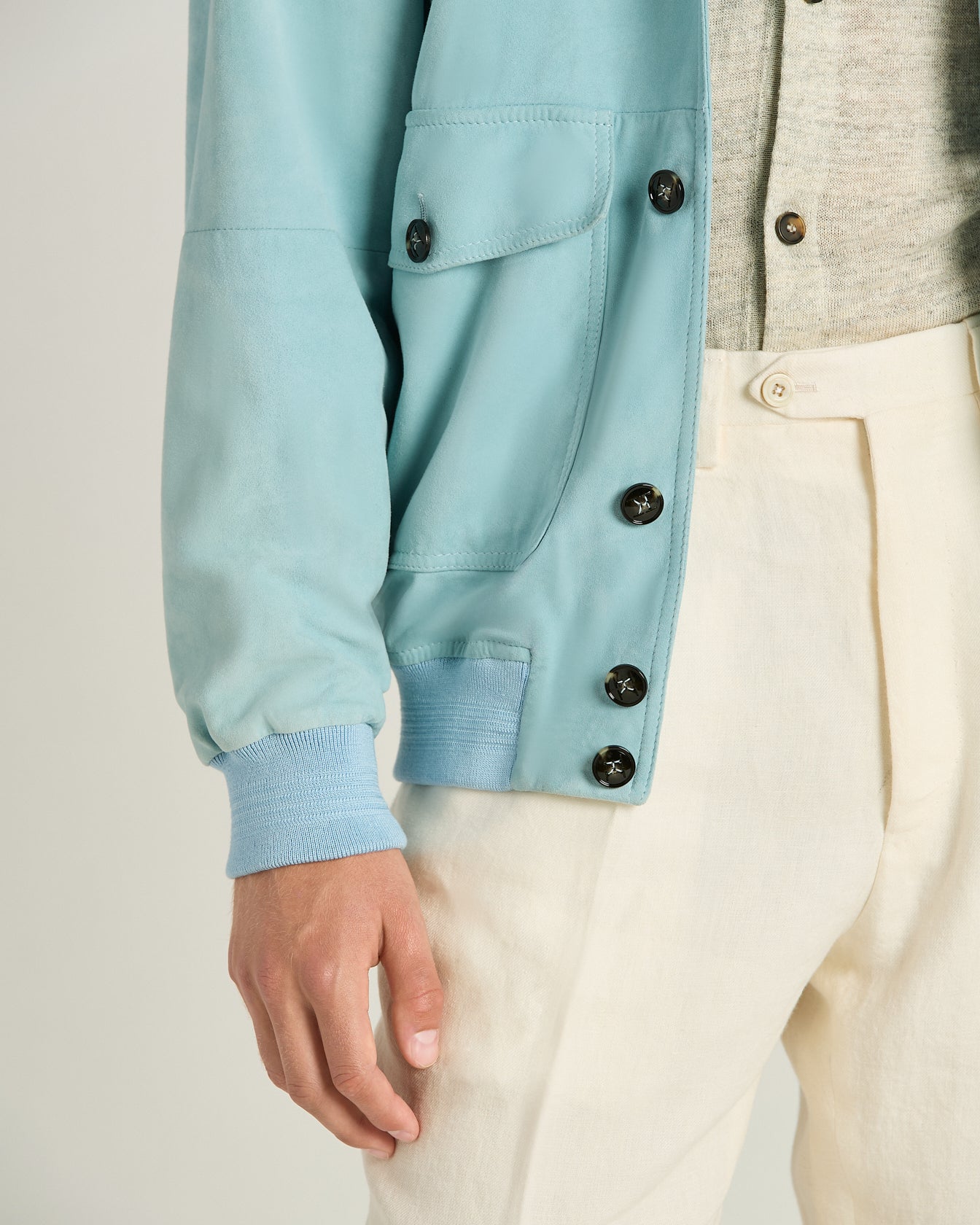 Kiton Outerwear Suede Jacket Azure Lamm Größe 50