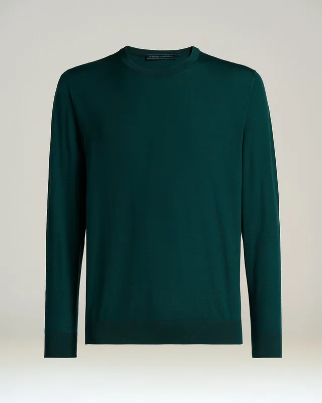 Kiton Crew-Neck Pullover Ultrafine Wolle Pfauengrün