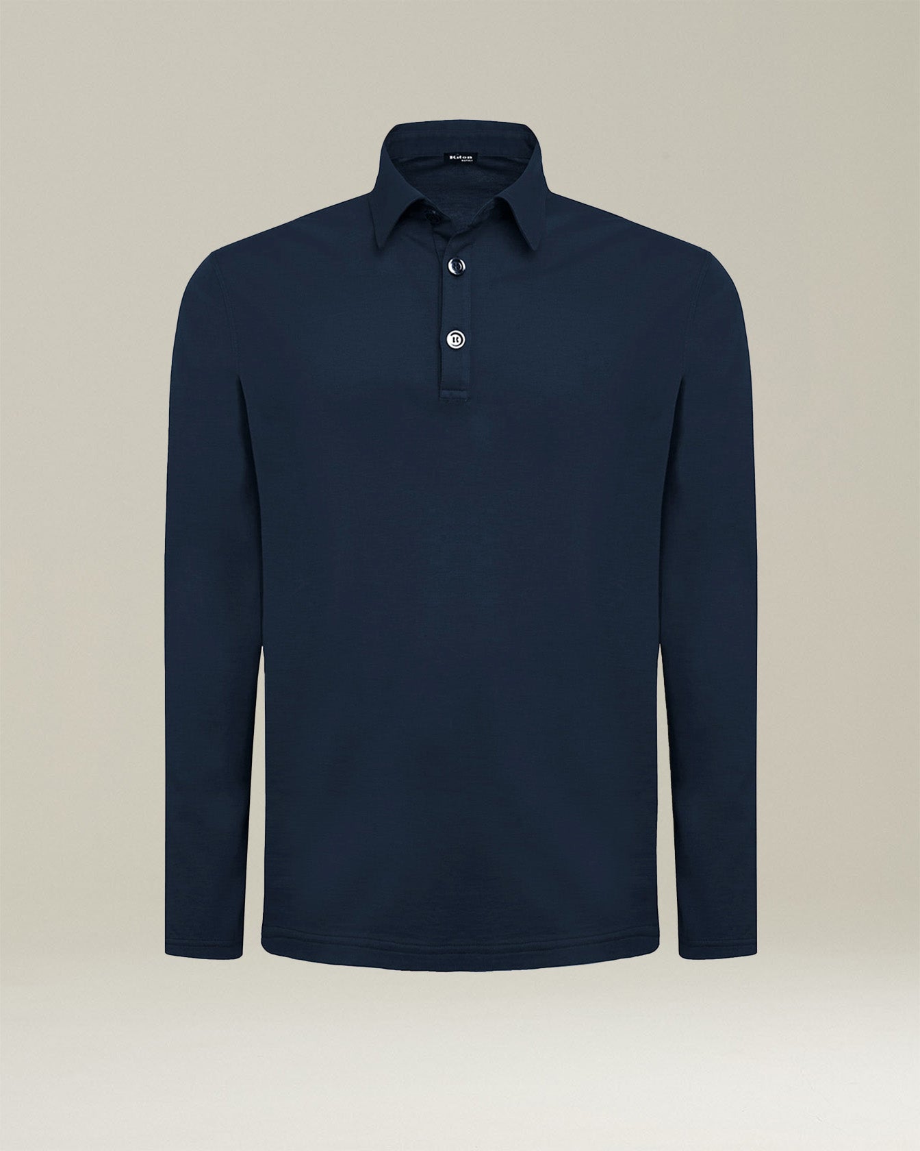 Kiton Knitwear Poloshirt Baumwolle Langarm Herren Blau