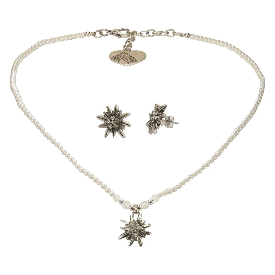 Alpenflüstern DAHEIM SET061 Trachtenschmuck-Set Perlen creme-weiß