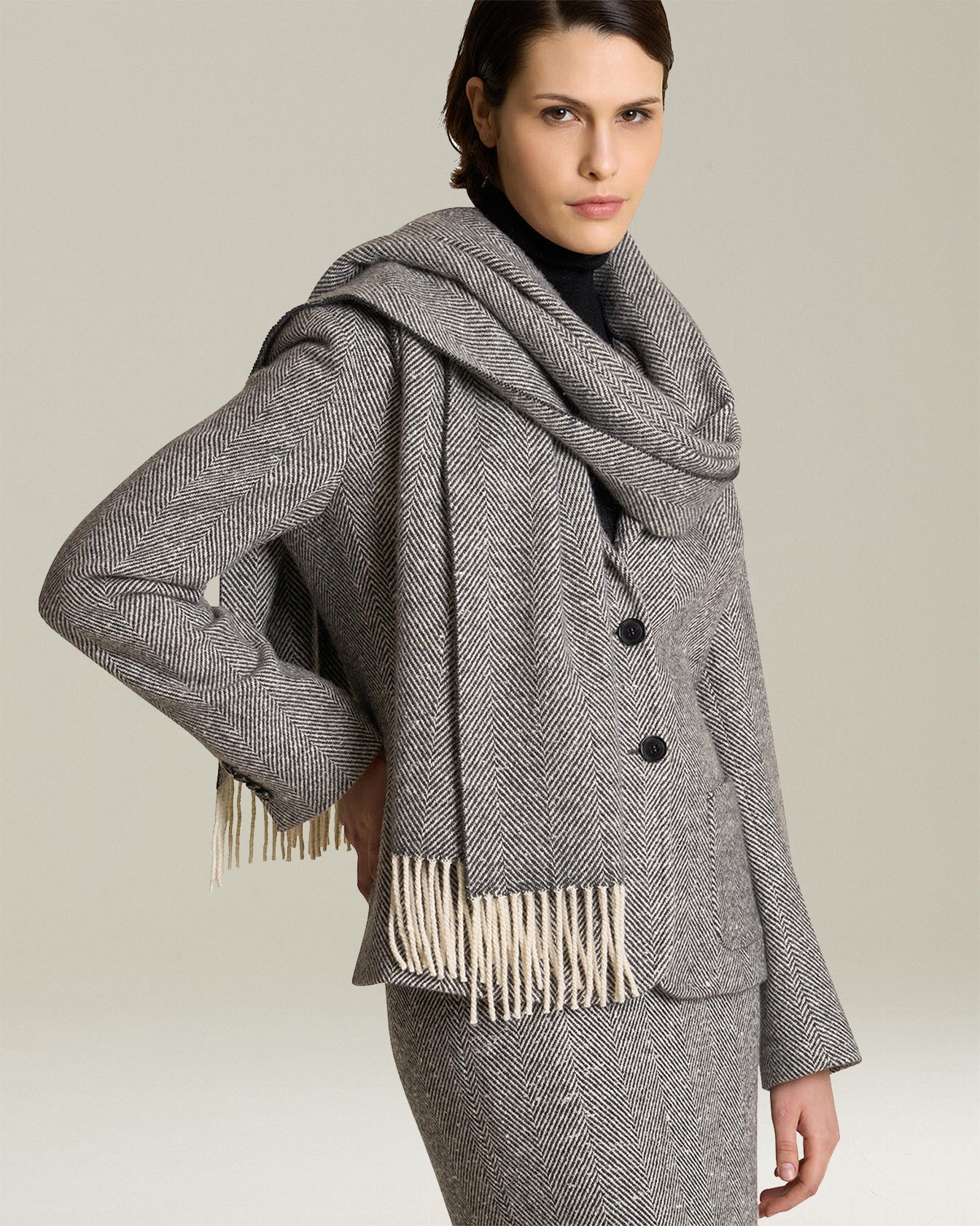 Kiton Scarves Cashmere Herringbone Schal Kaschmir Fischgrät