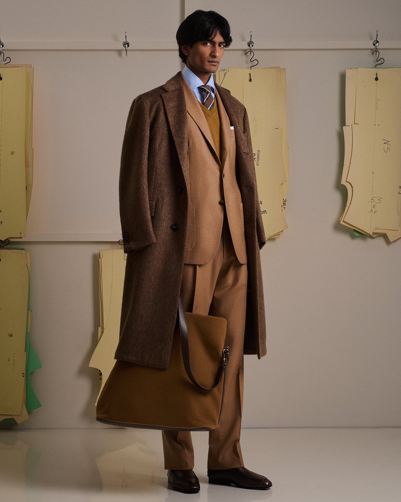 Kiton Outerwear Cashmere-Mohair Overcoat Mantel beige