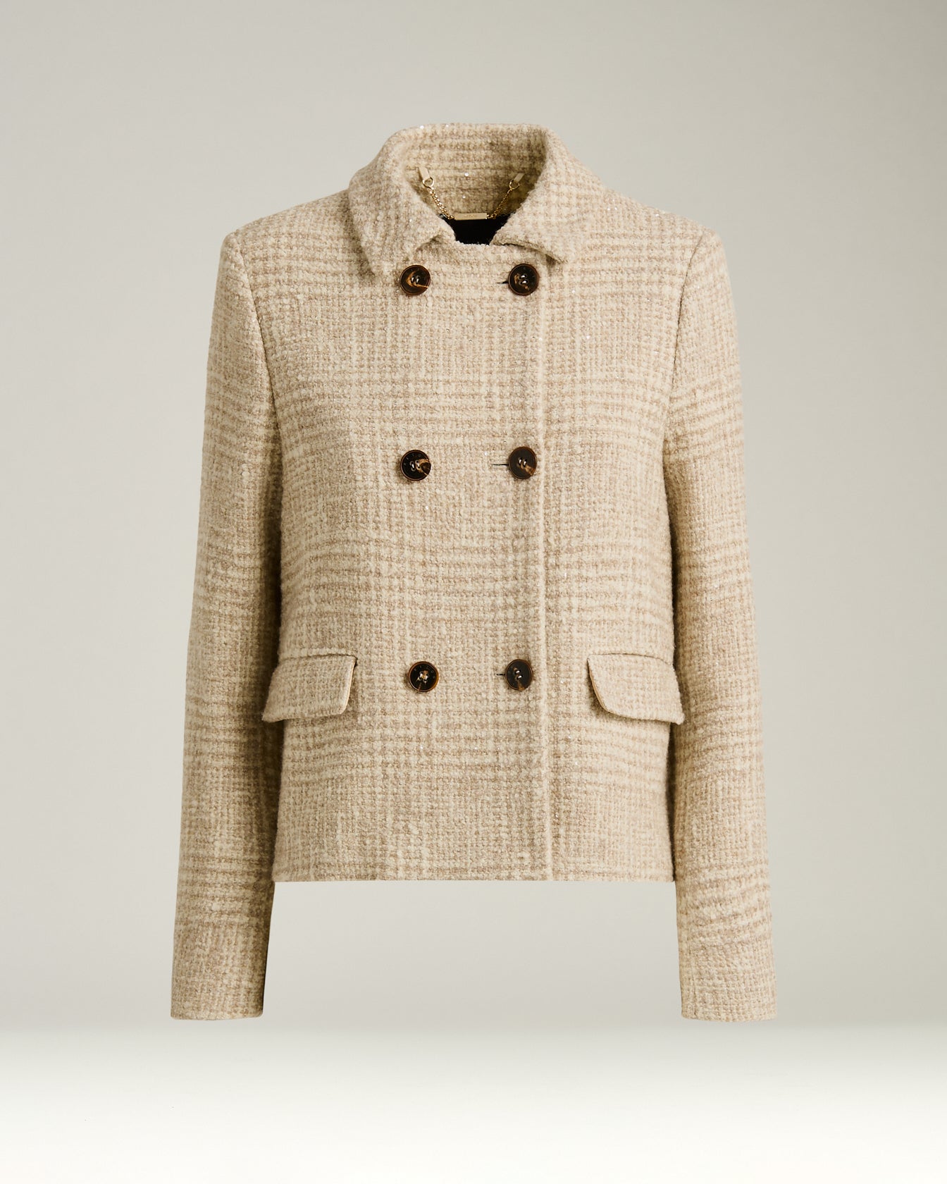 Kiton Peacoat Wolle-Alpaka beige Gr.40 zweireihig