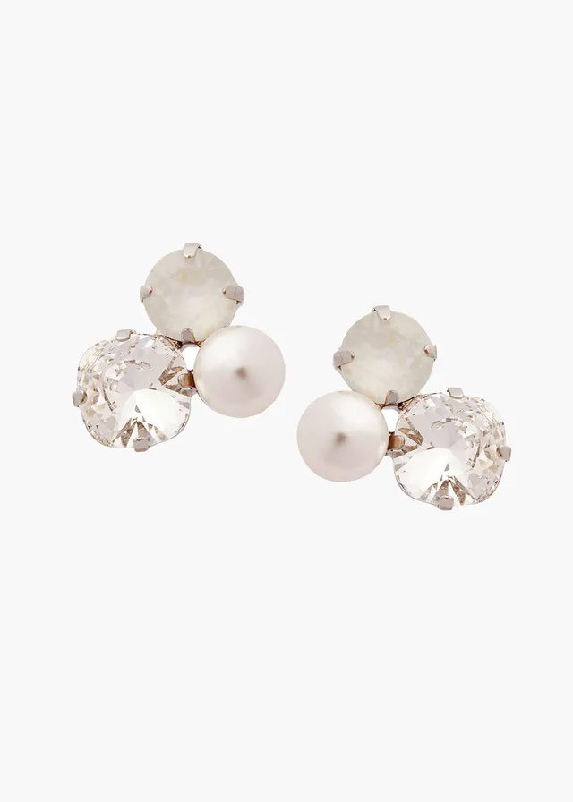 Elizabeth Bower Asher Cluster Ohrstecker Rhodium Perle Kristall