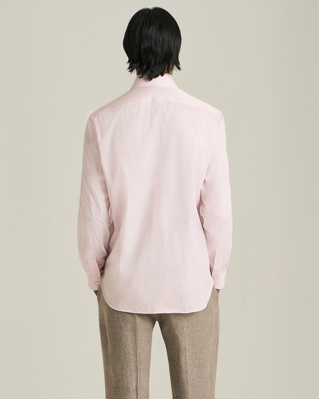 Kiton Shirts Streifen-Hemd Baumwolle Perlmutt